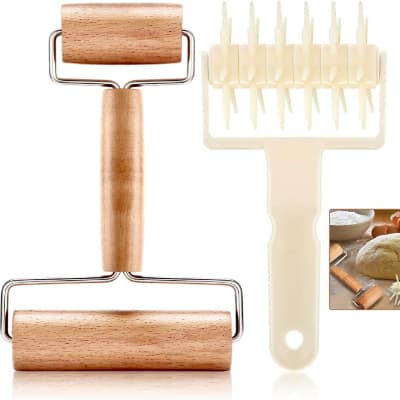 two piece pastry roller and dough docker