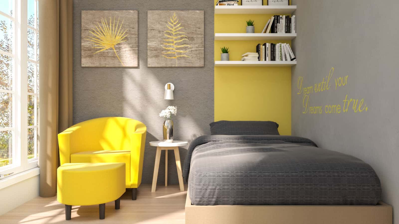 textured gray with yellow