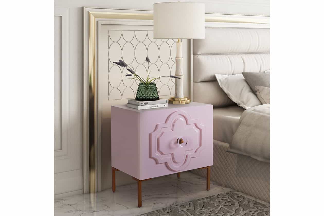 pink lacquer side table
