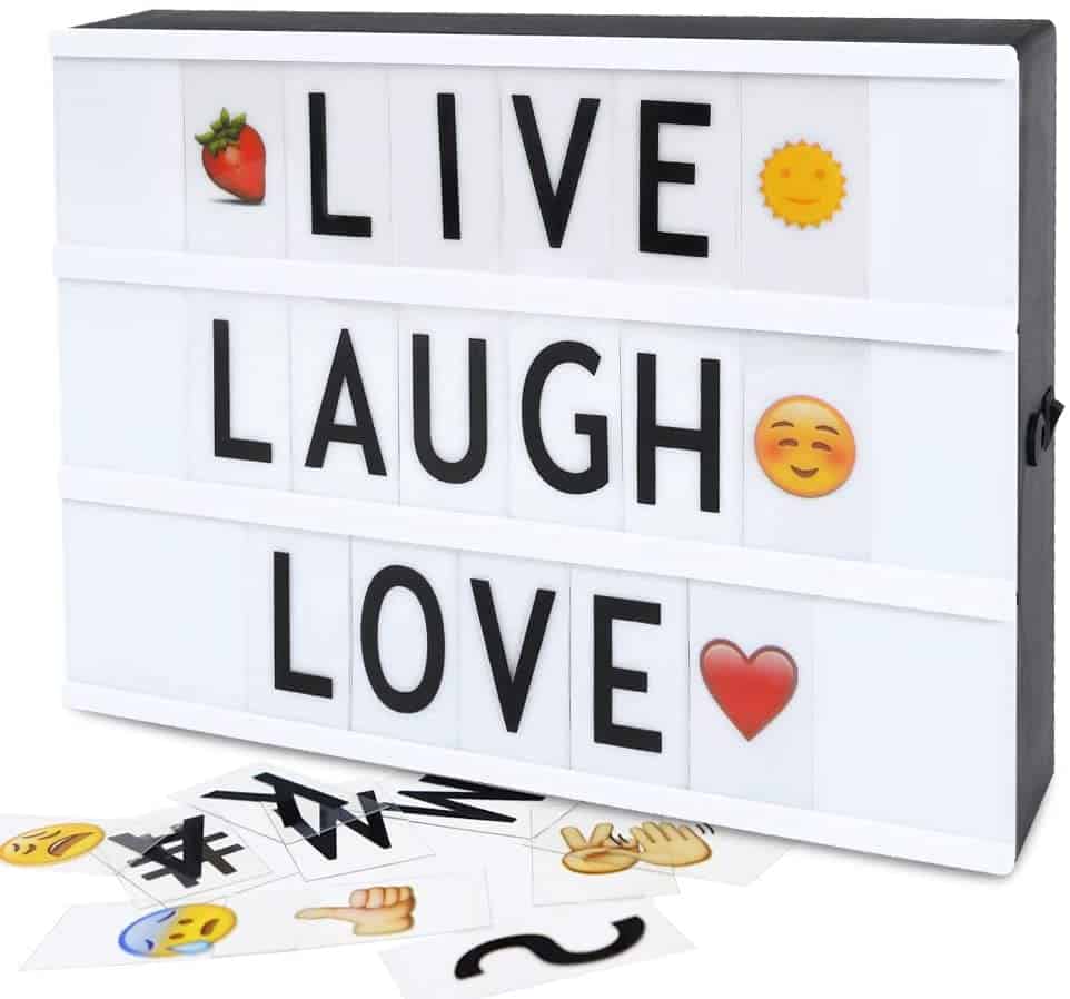 Cinema light box with emojis