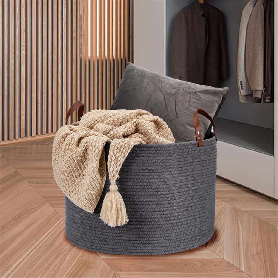 Basket with Leather Handles