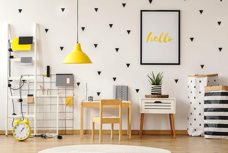 yellow accents