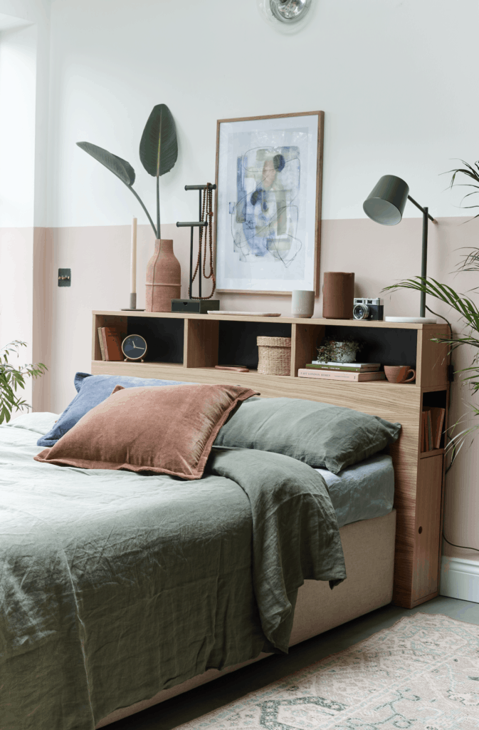muted pink and green