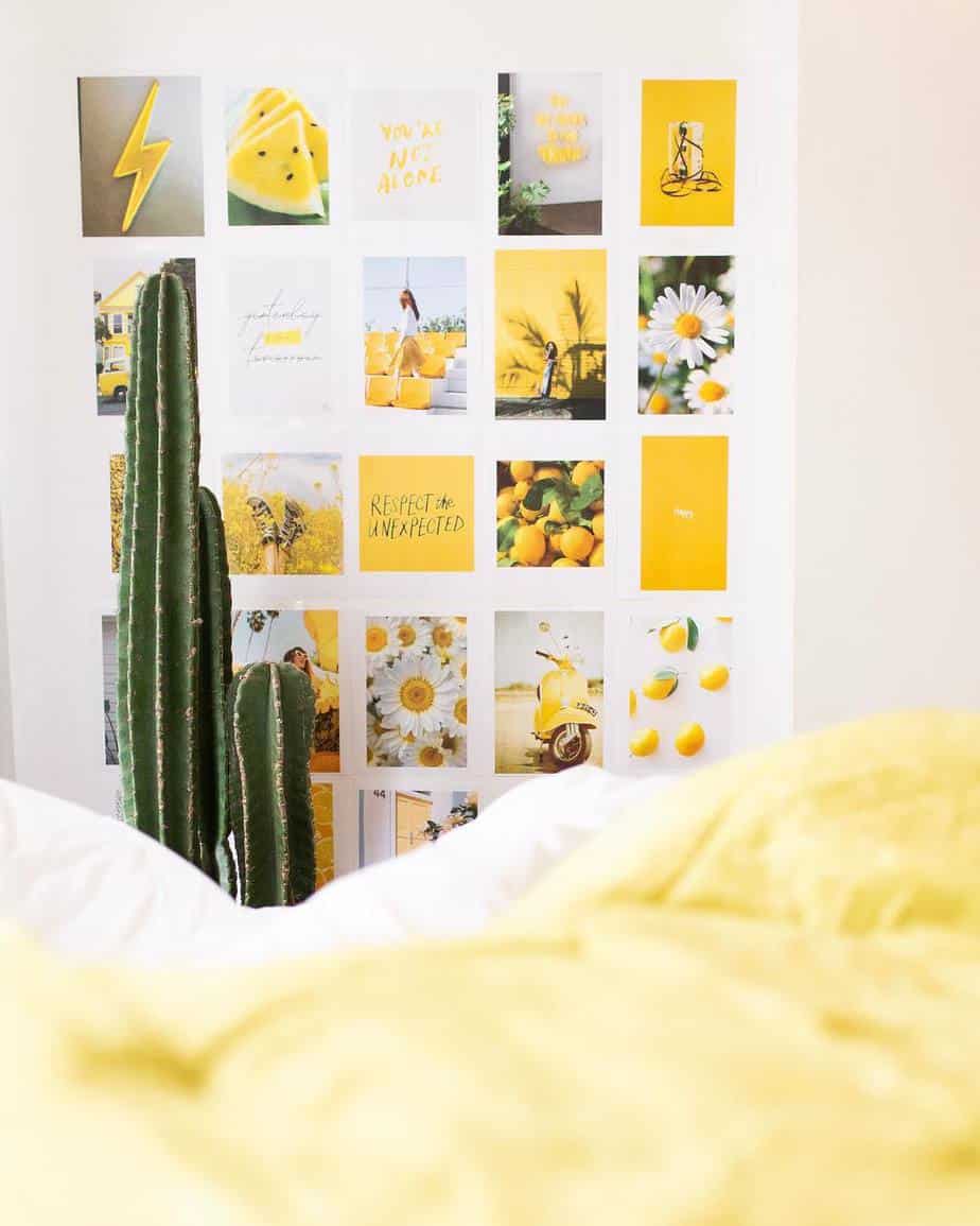 yellow collage wall