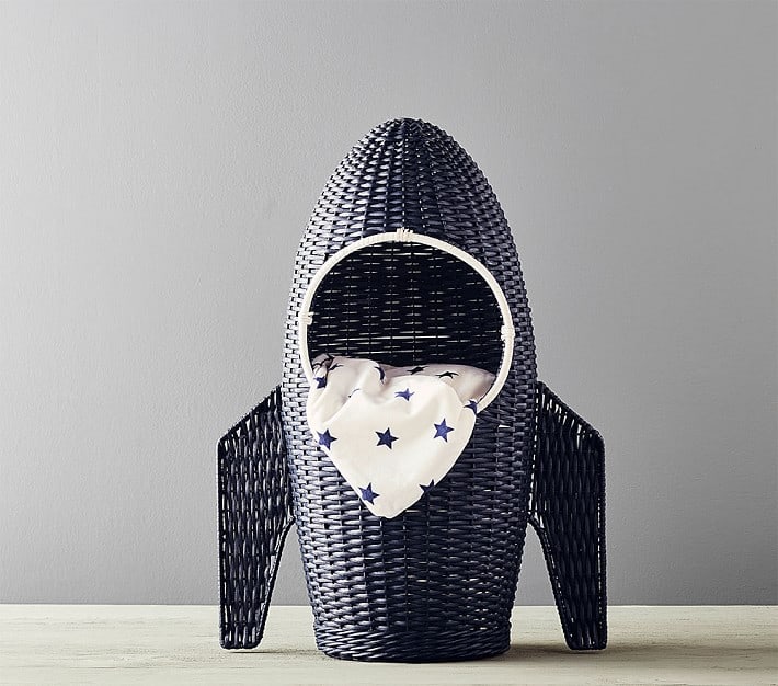rocket shaped wicker storage basket