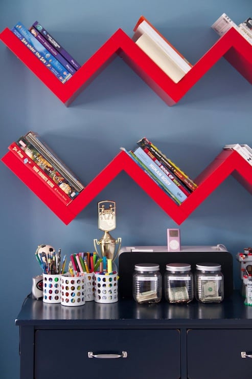 Red zig zag shelf