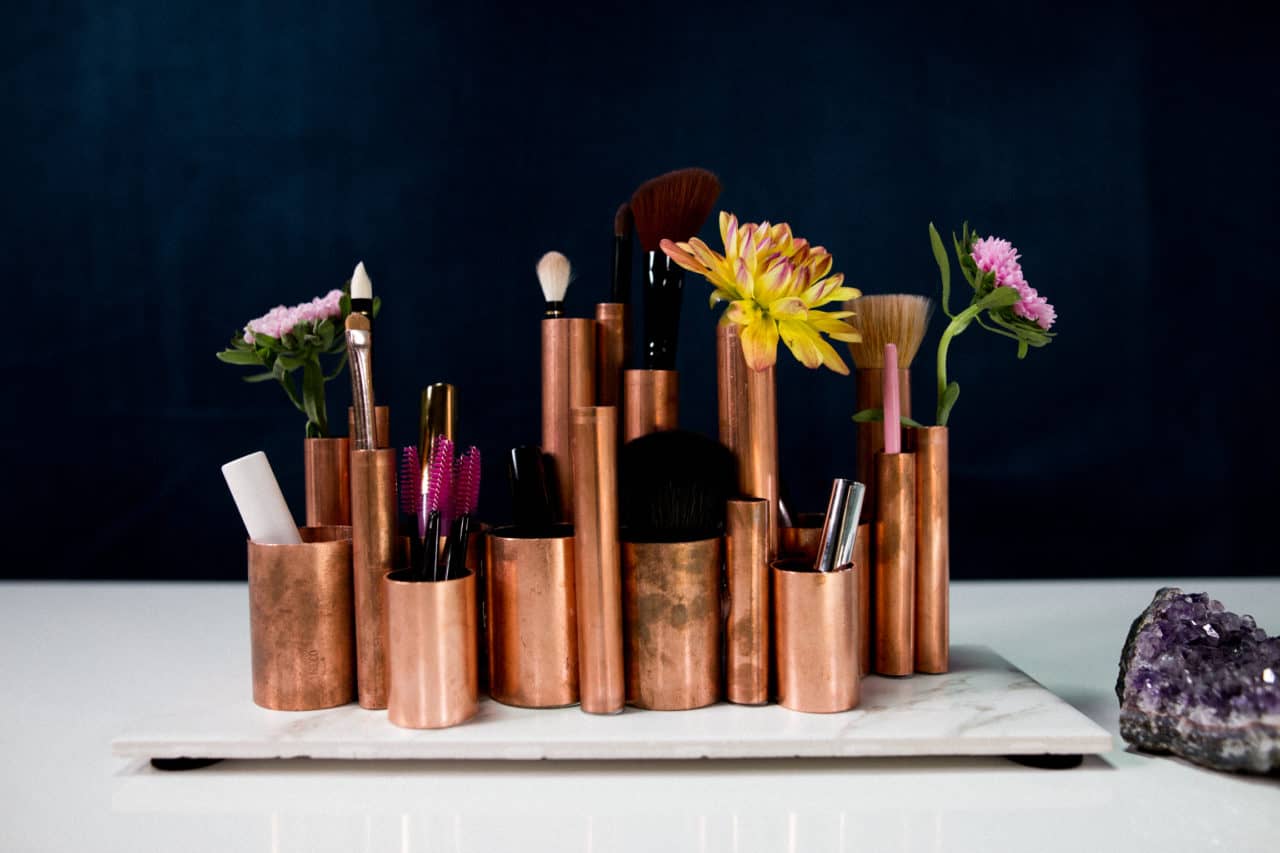 DIY Copper Pipe Brush Holder