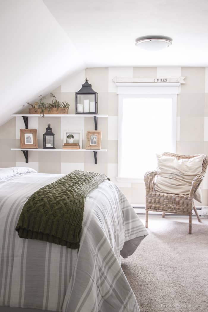 Gingham accent wall