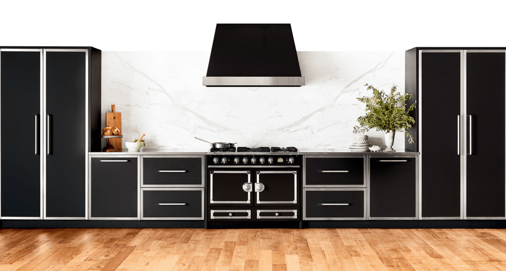 black and chrome cabinetry