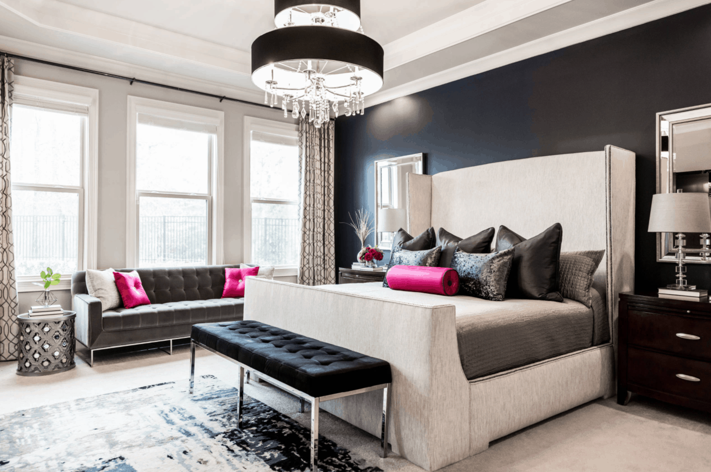 black gray with pink