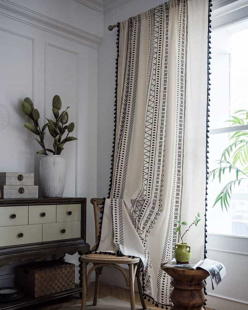 geometric print linen curtains