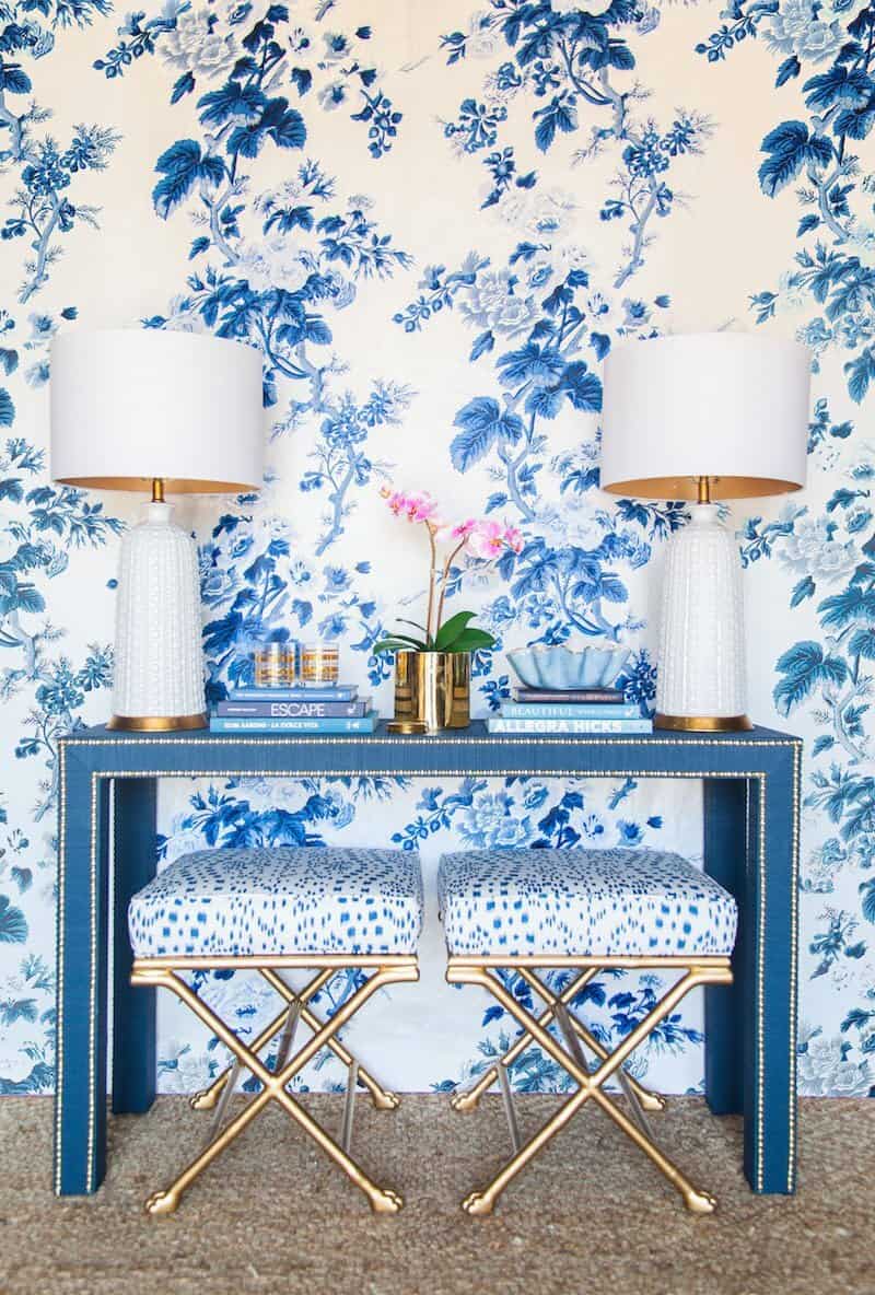 nailhead grasscloth table