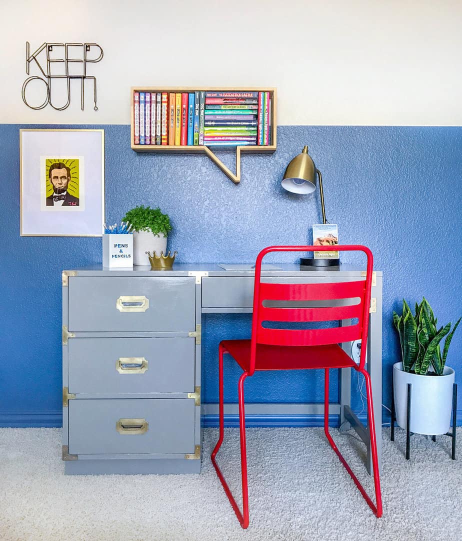 Blue File Cabinet Desk