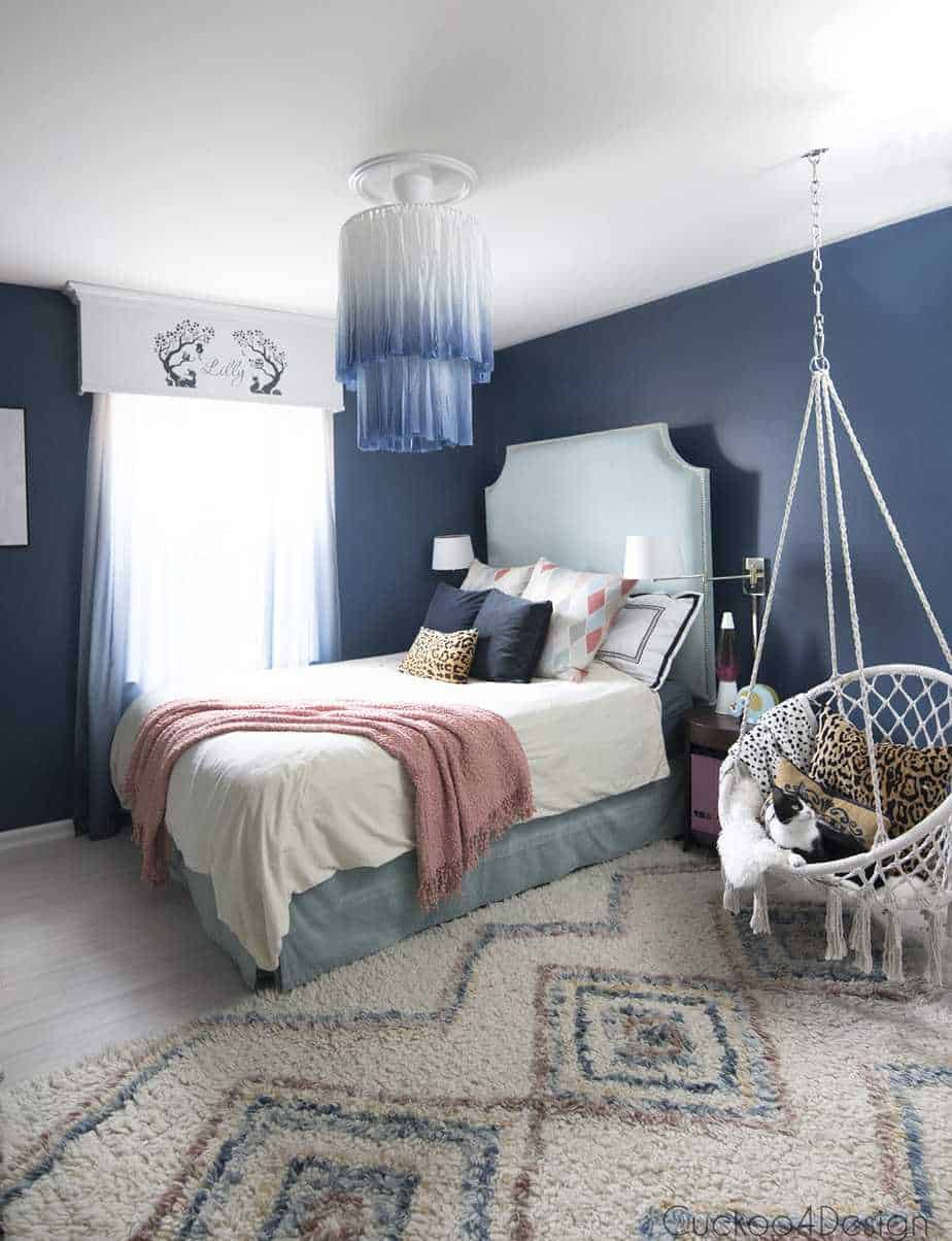 blue and white chandelier