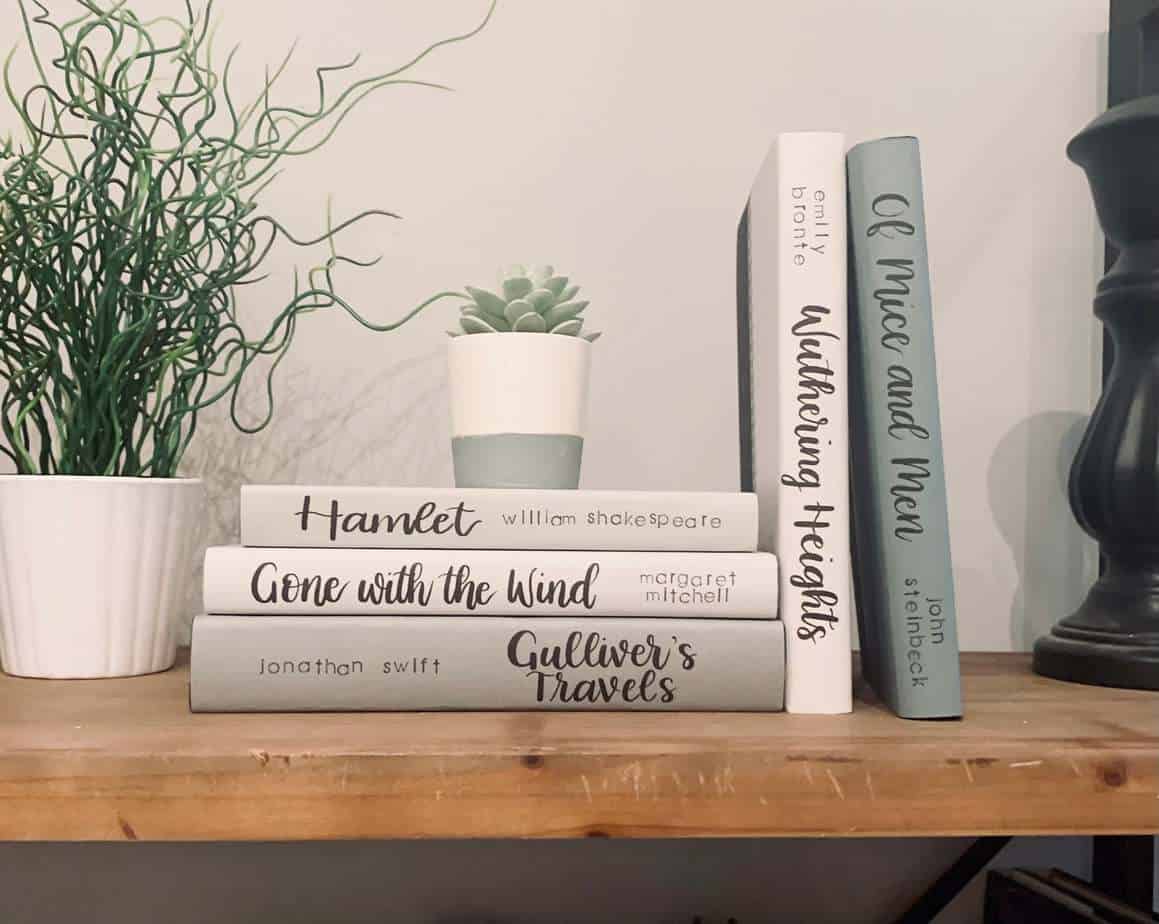 gray white decorative books