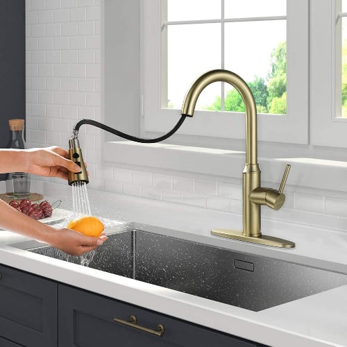 Arofa Gold Kitchen Faucet With Sprayer