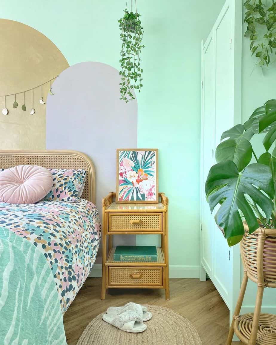 rattan side table