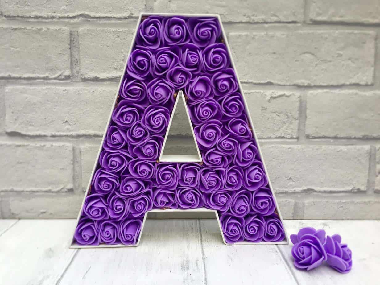 purple rose letter decor