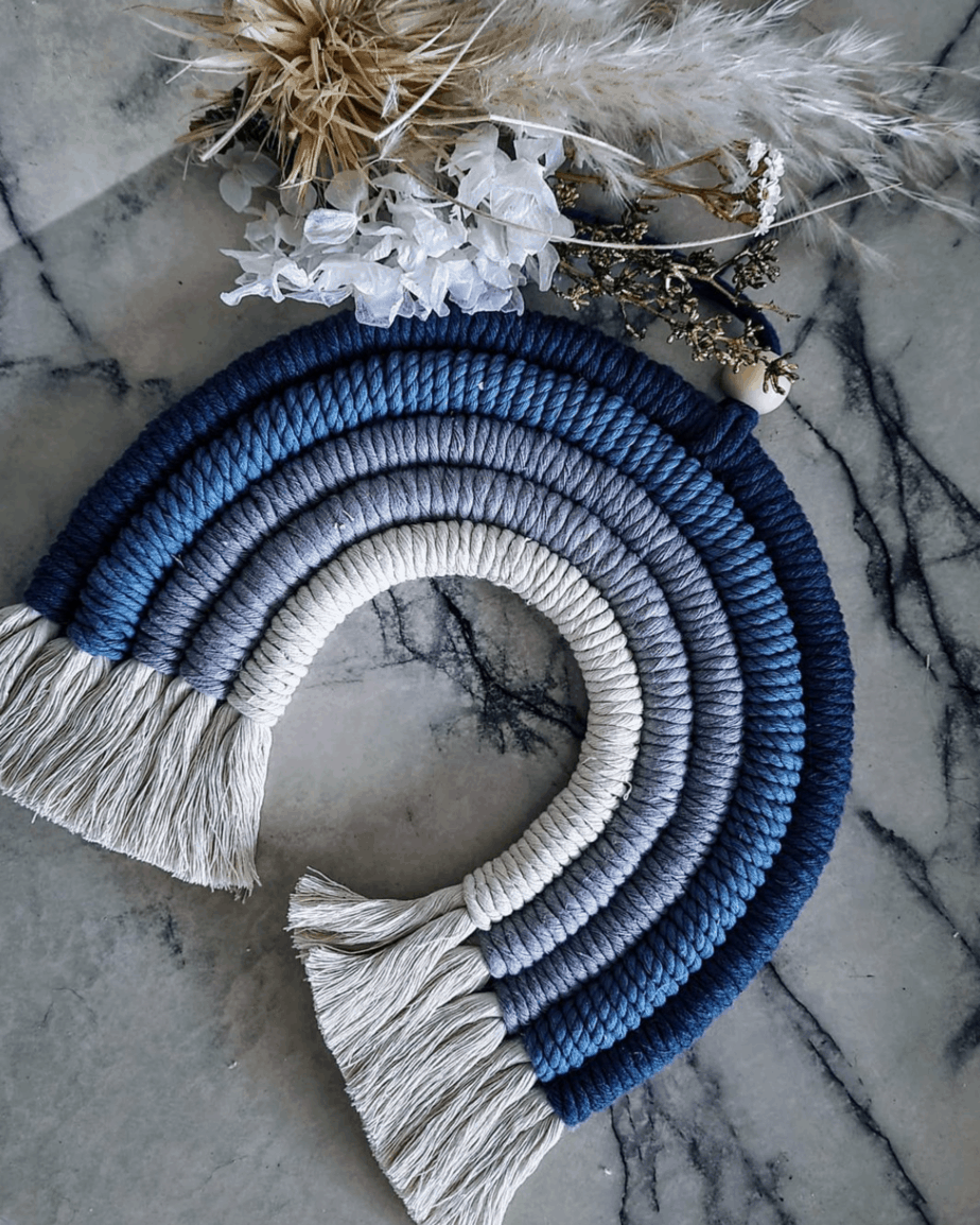 blue rainbow macrame