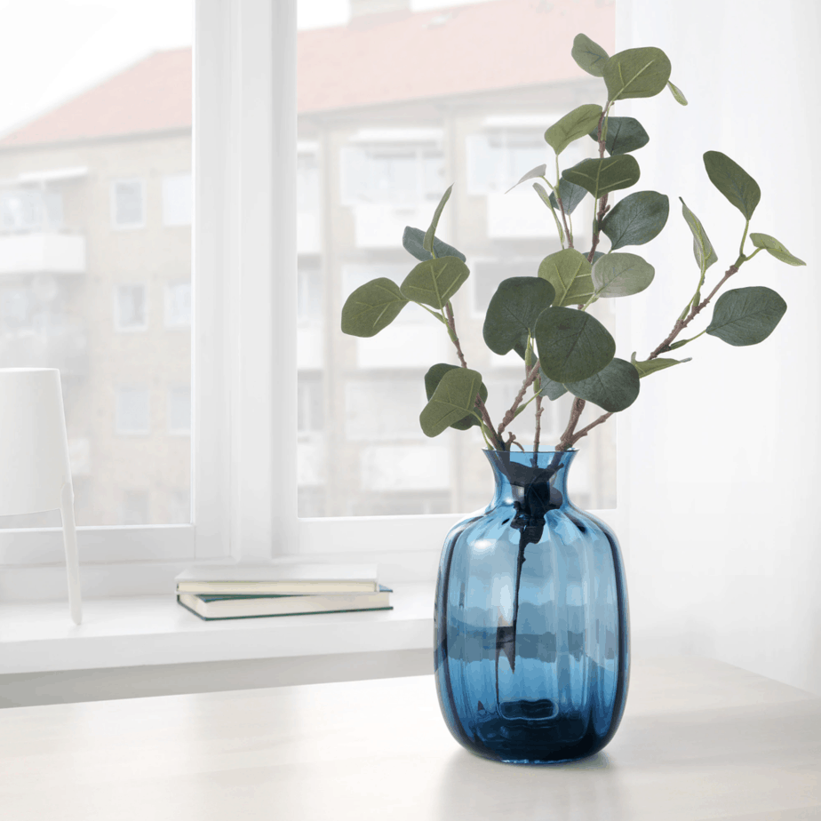blue glass vase
