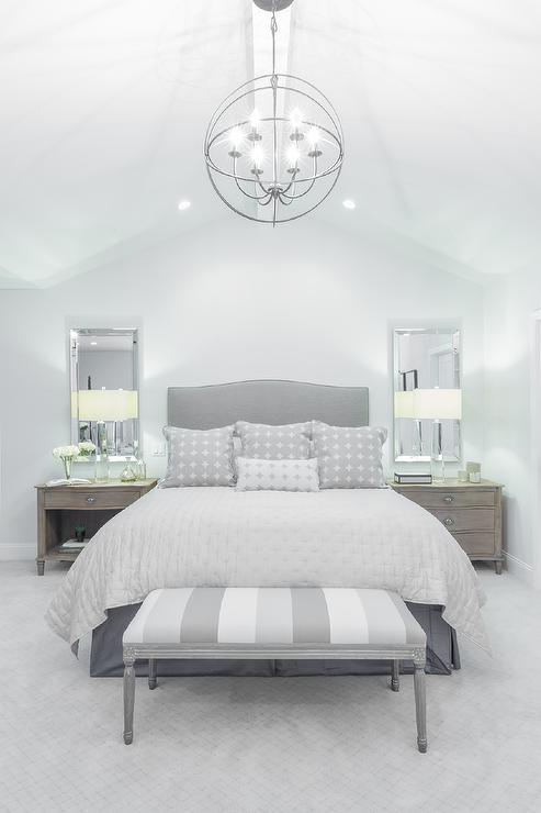 Gray Striped Bedroom Bench