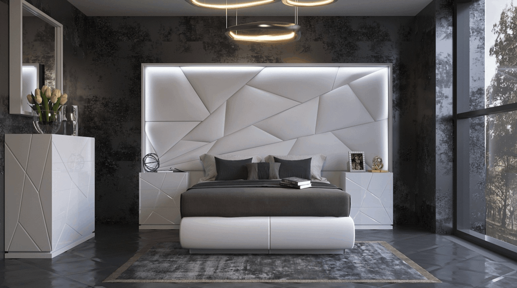 bedroom set with lights