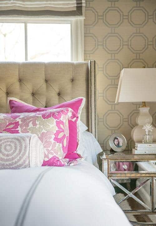 neutral decor with pink pillows