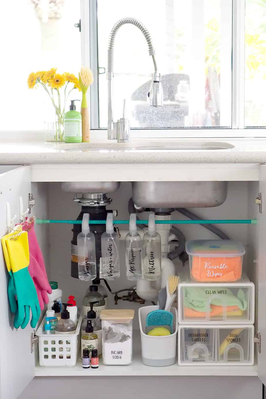 Tension Rod Bottle Storage