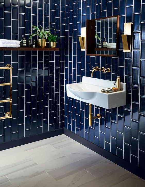 glossy navy blue tile