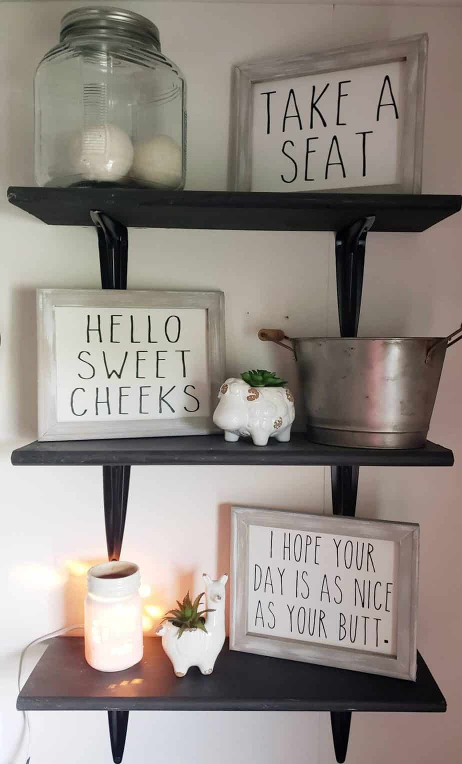 signs for a shelf