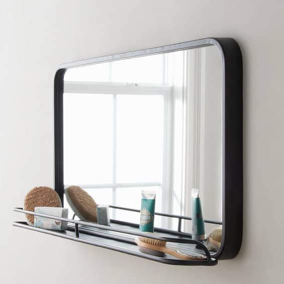 metal mirror with shelf