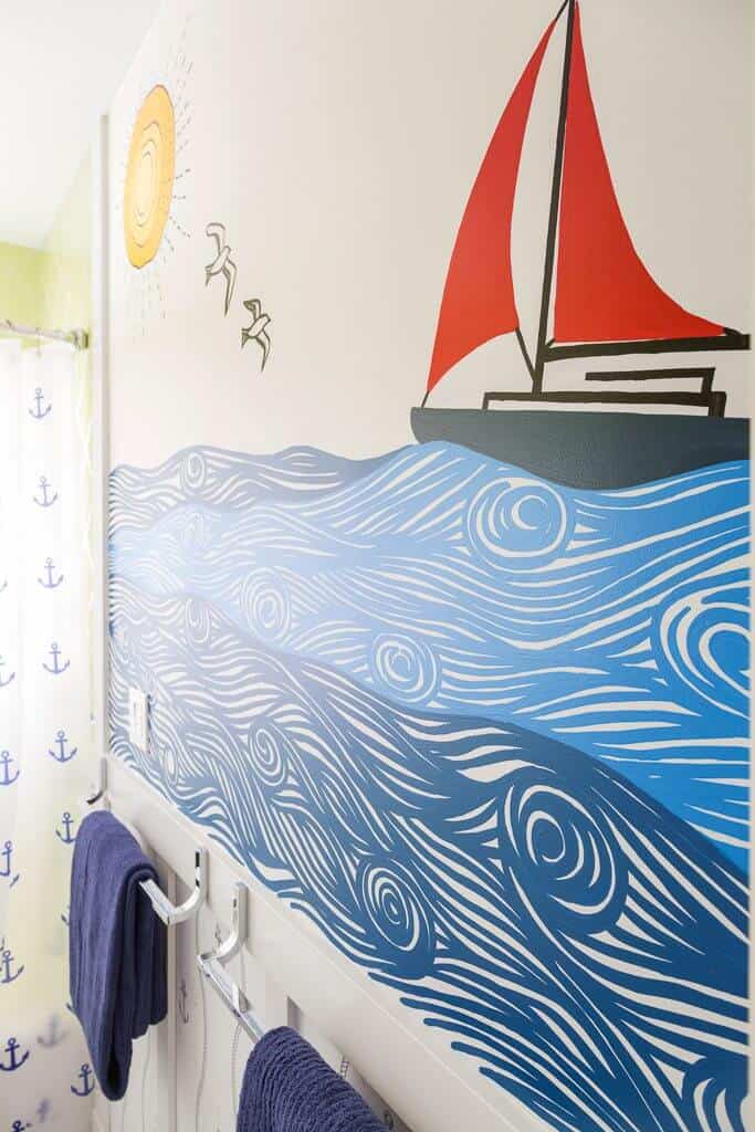 boat on water wall mural