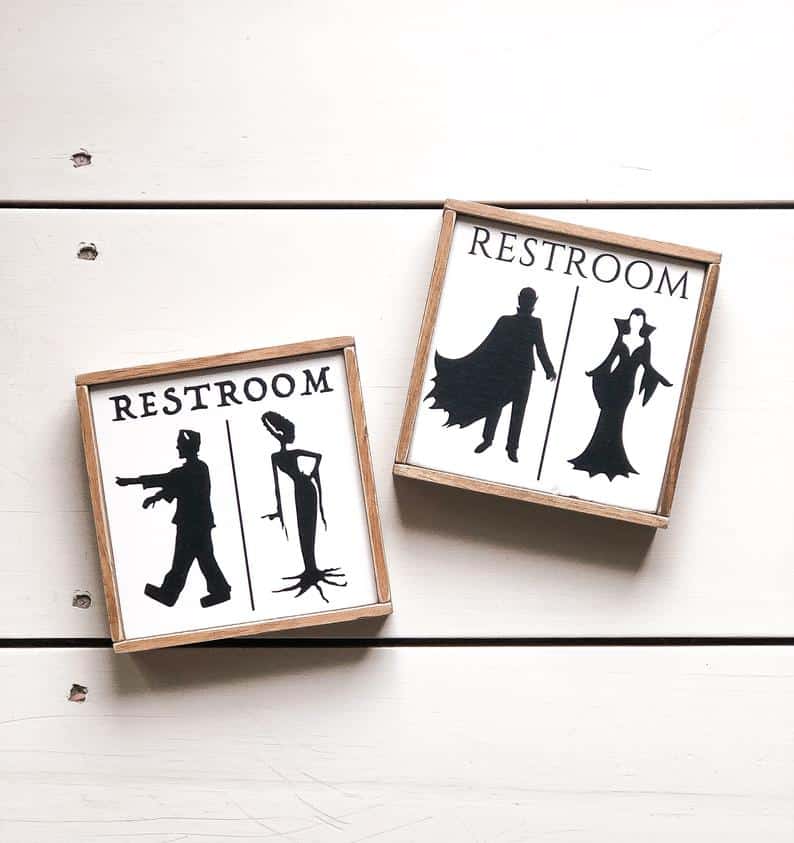monster bathroom signs