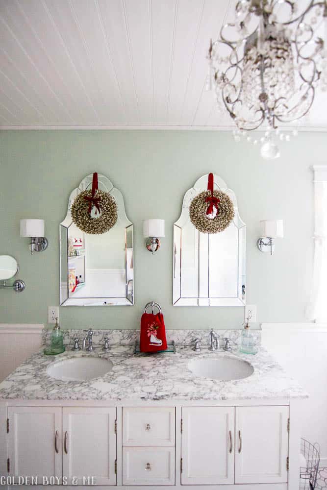 hang wreaths on mirrors