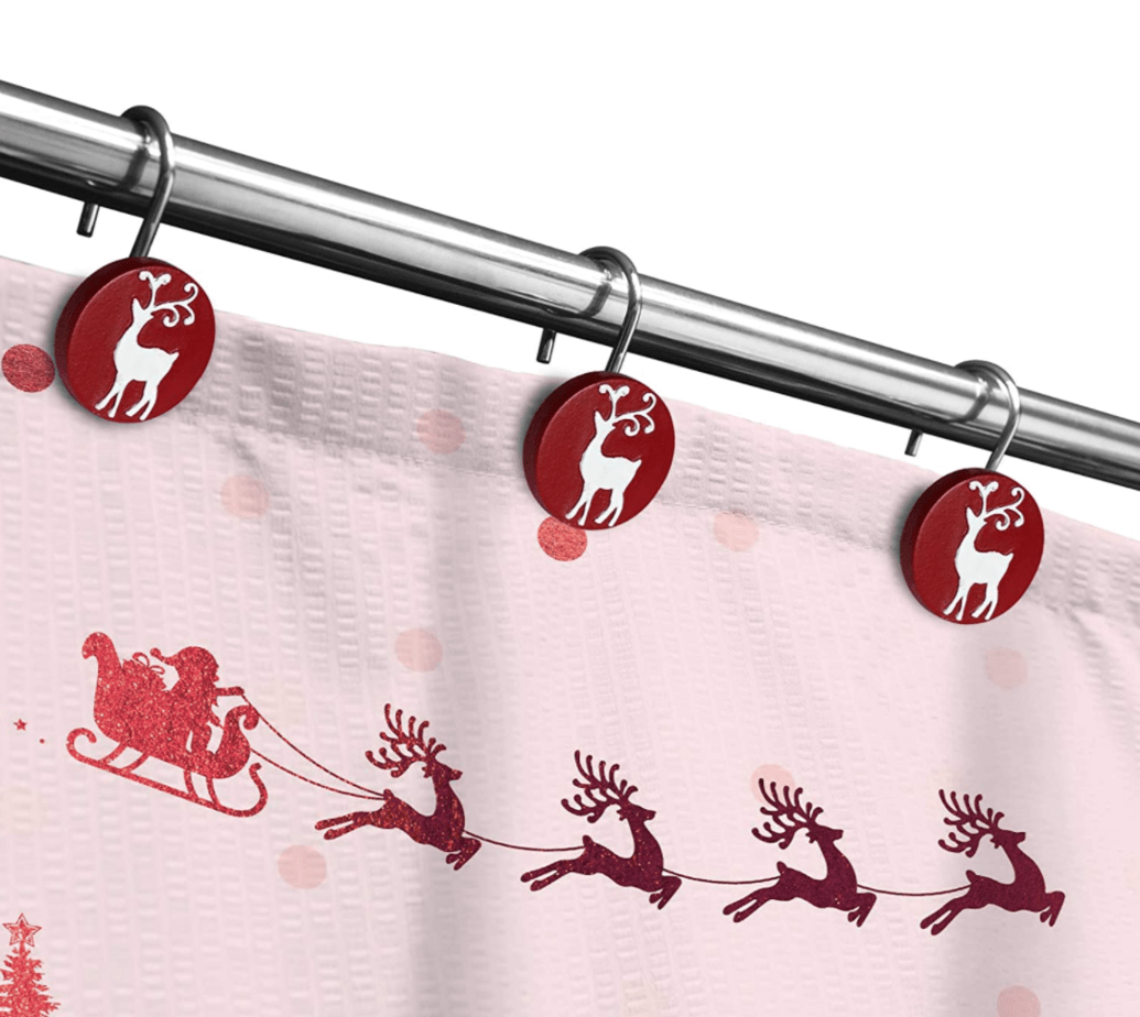 christmas themed shower curtain hooks