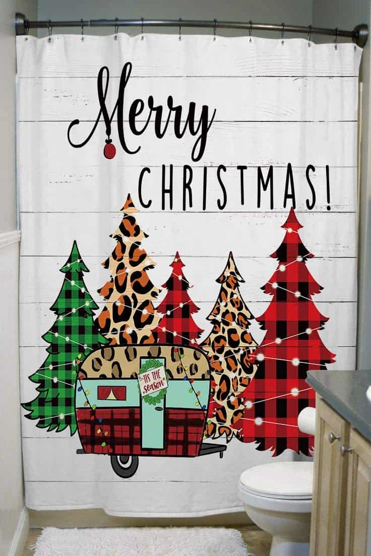 trendy christmas shower curtain