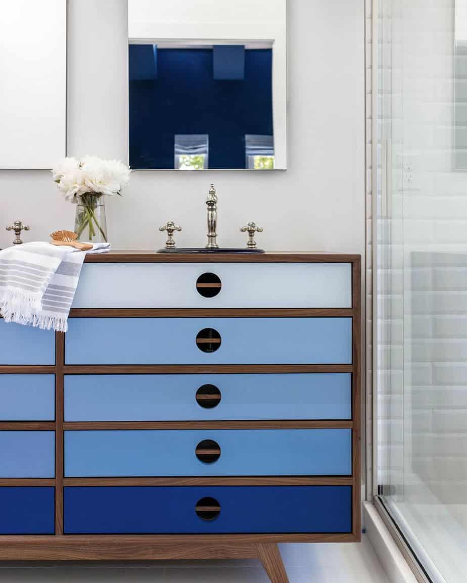 blue ombre vanity drawers