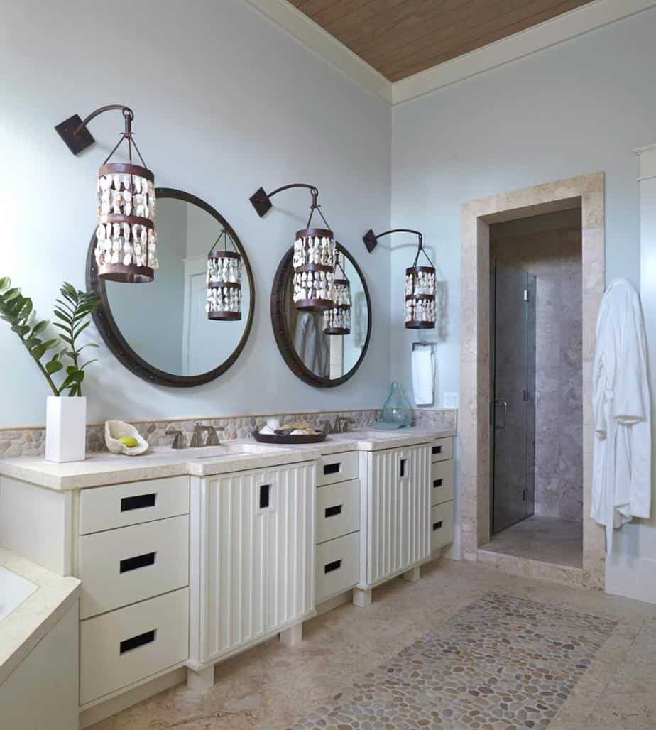 seashell and iron sconces
