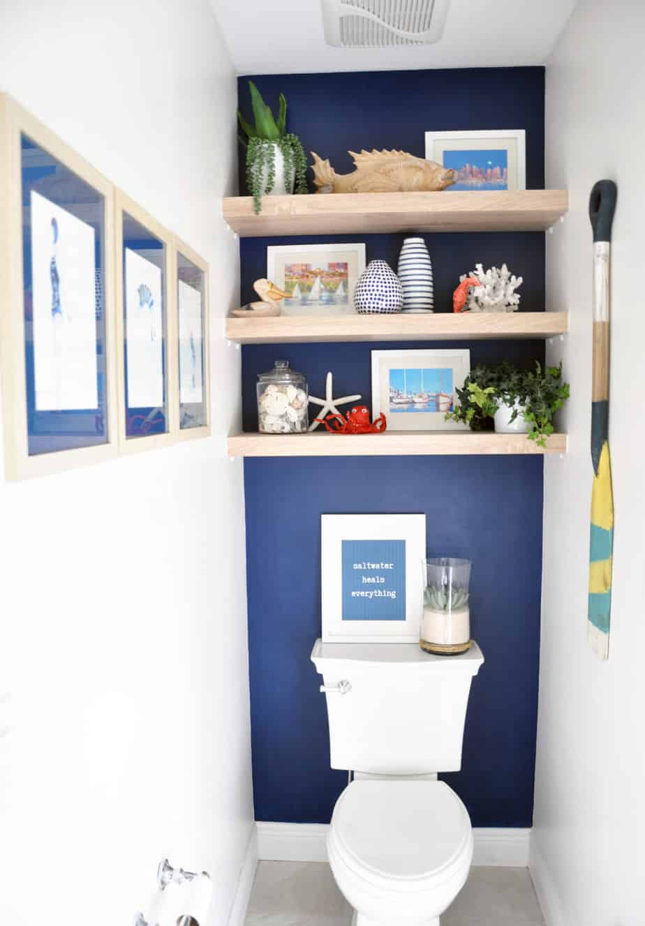 navy blue accent wall