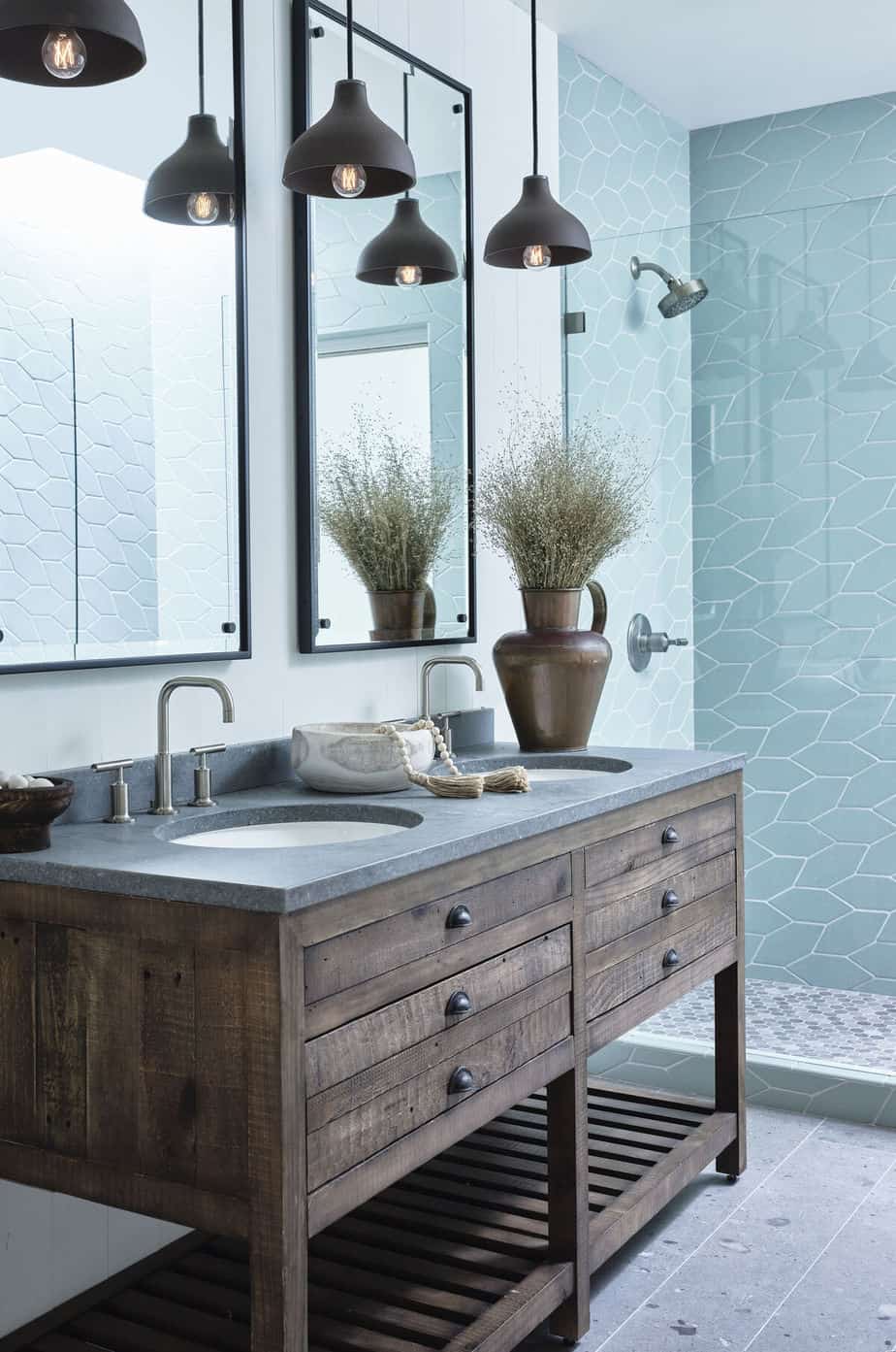 sea glass picket shower tile