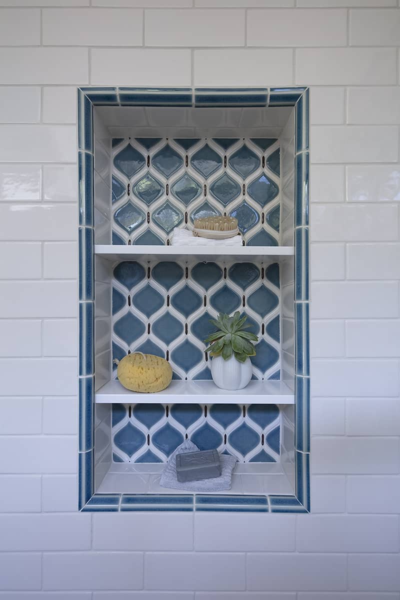inset shower shelf
