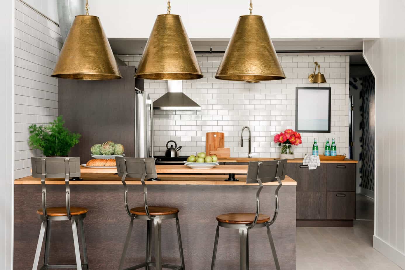 glossy white subway tile
