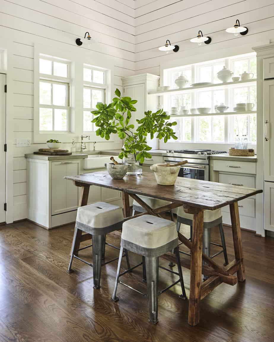 old wooden farm table
