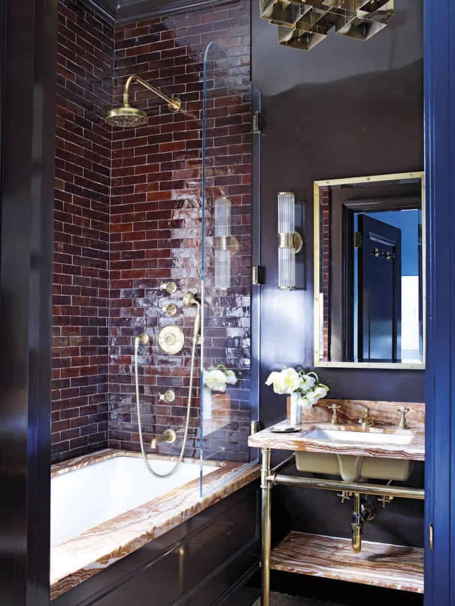 brick inspired shower tile