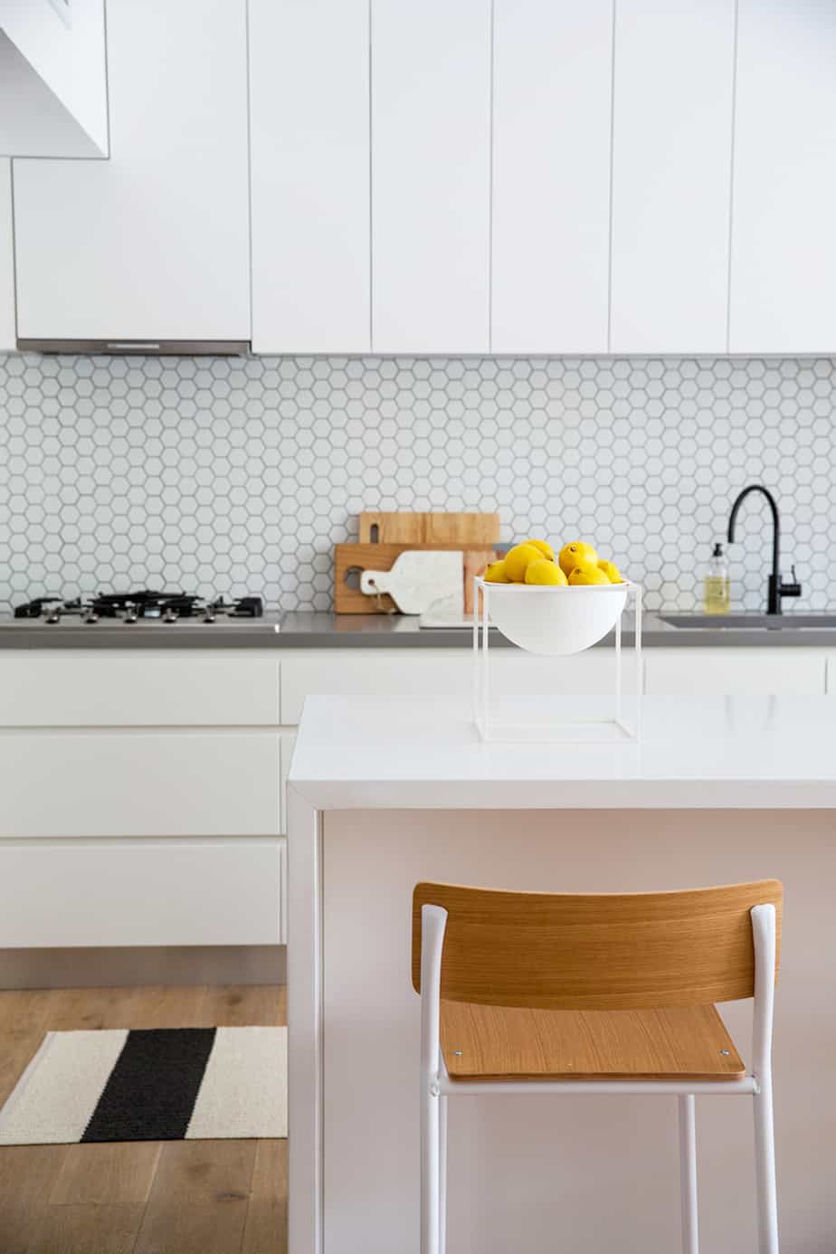 white hexagons