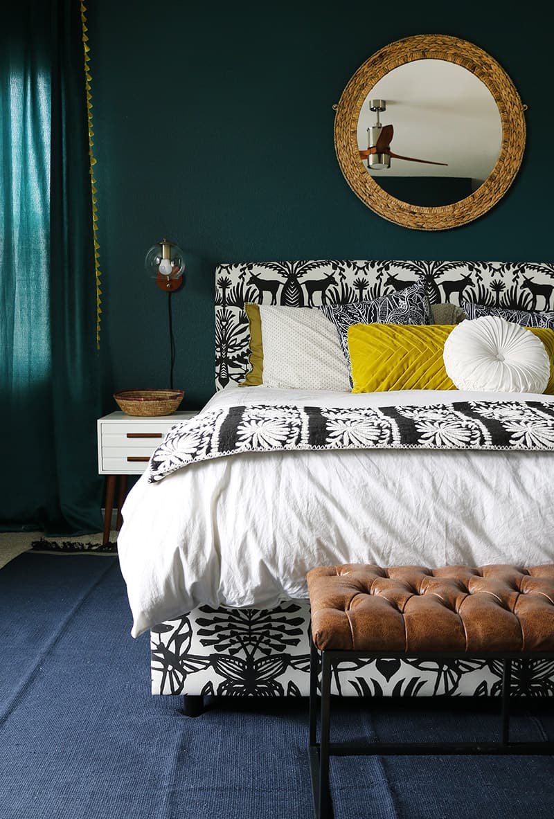 dark teal accent wall