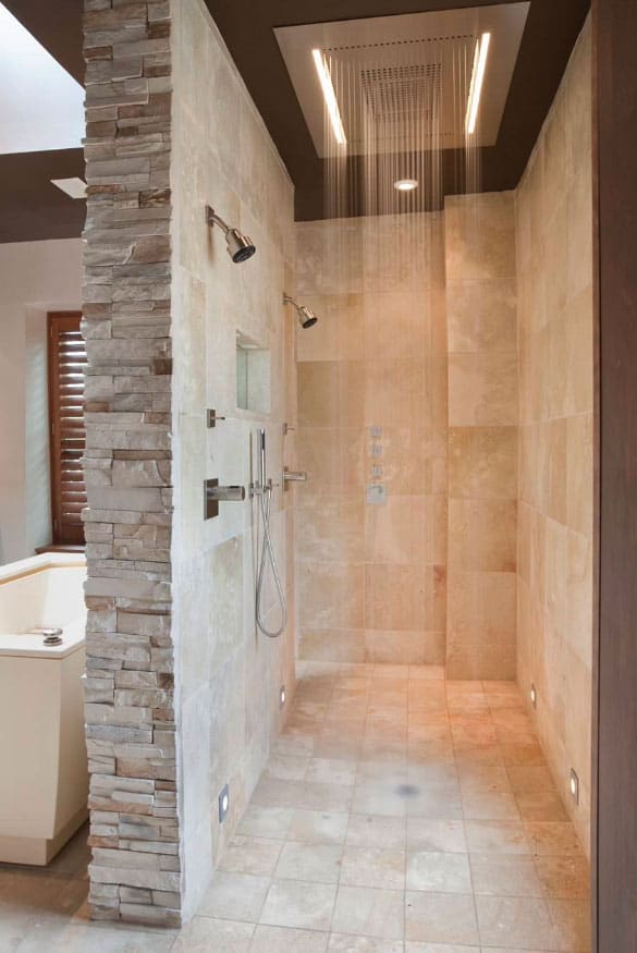 open walk-in shower