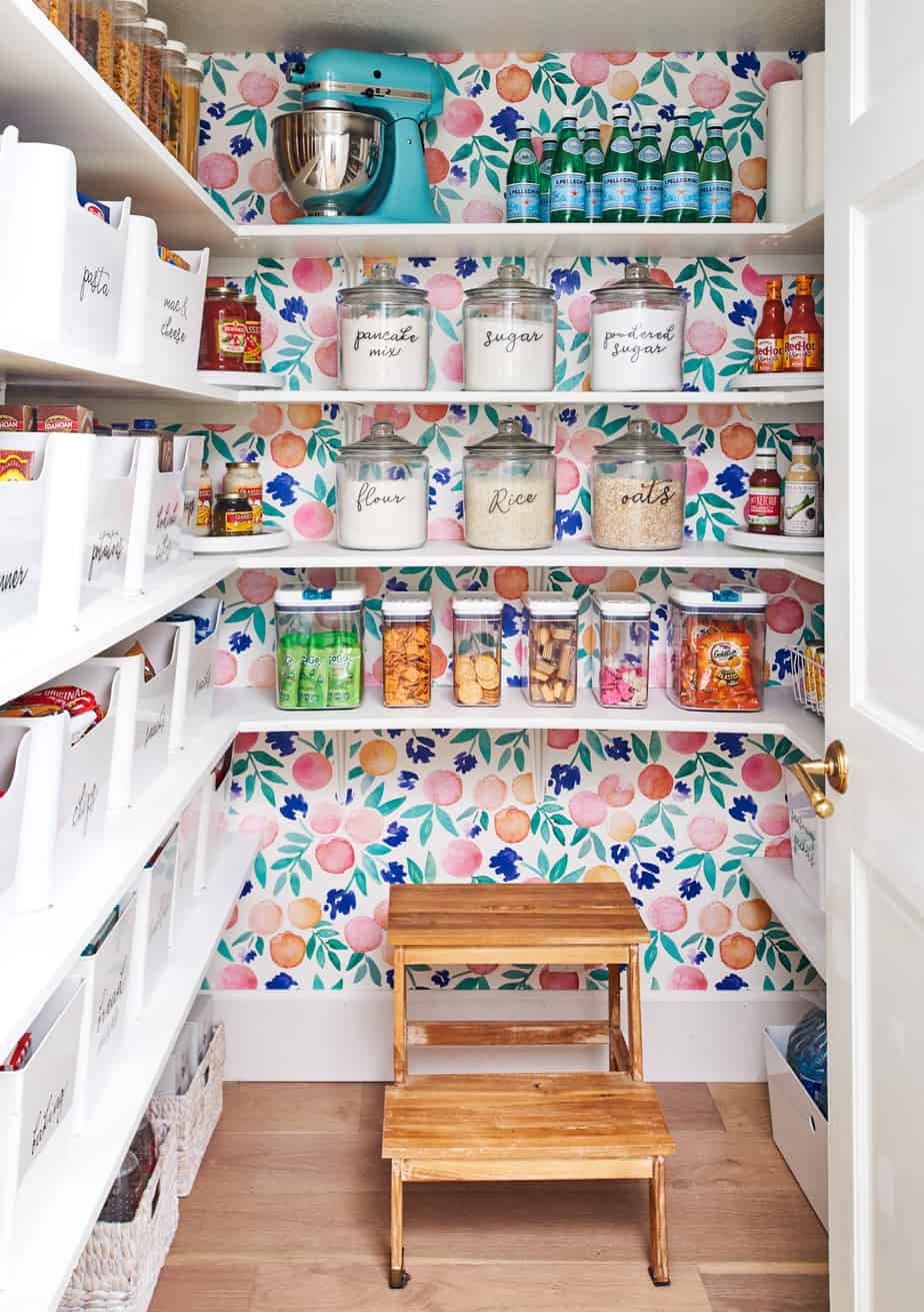 wallpapered walls