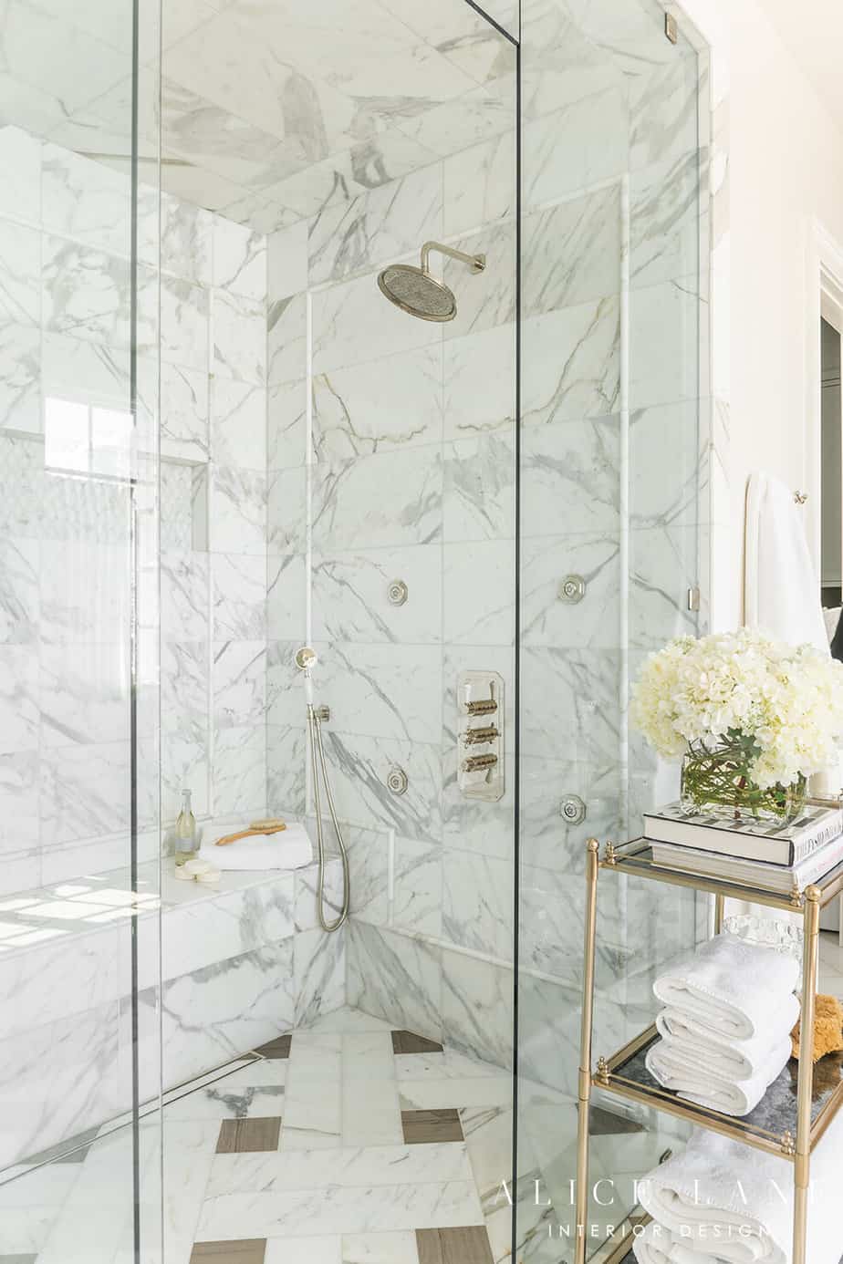 built-in shower bench