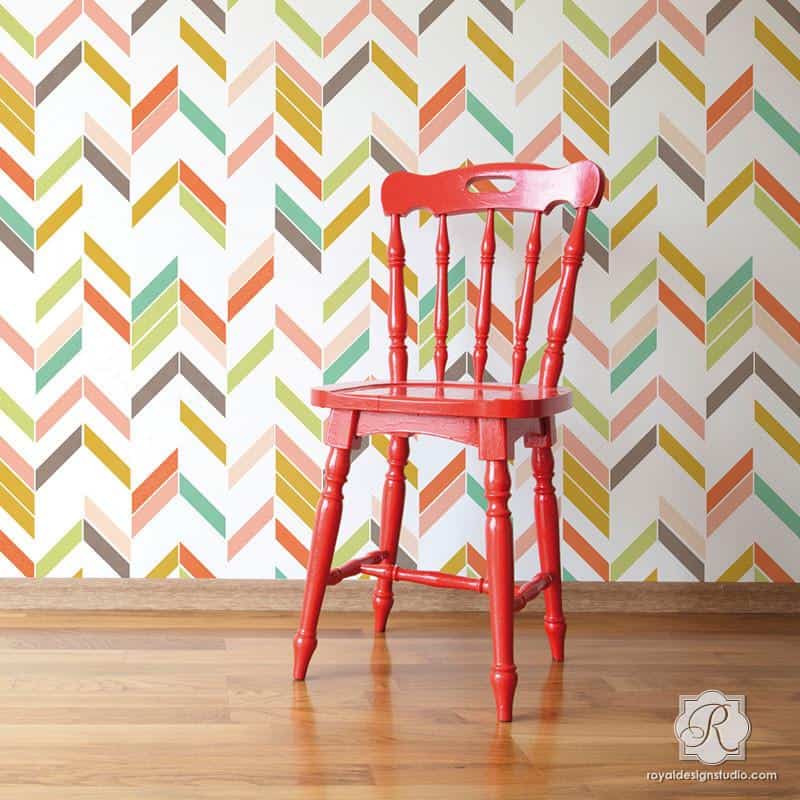 herringbone wall stencil